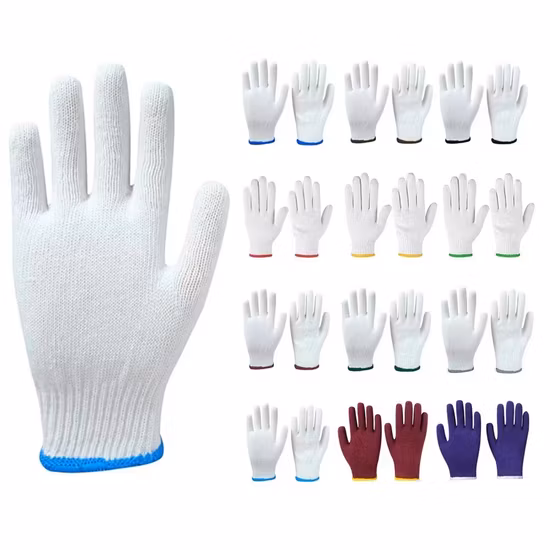 China Großhandel 7/10 Gauge Industrie-/Bauhandschuh Guantes weiße gestrickte Sicherheitsarbeitshandschuhe aus Baumwolle