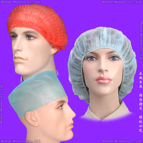 Dental/Pflege/Peeling/Raum/Mob/Mop/Arbeit/Snood/SMS Vlies-Einweg-PP-Kappe für Arzt/Chirurg/Krankenschwester/Arbeiter (bauschig/rund/plissiert/Streifen).