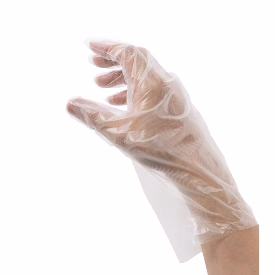 Lebensmittelservice-Prozess Küche Haushalt Klare Poly-Polyethylen-transparente Einweg-Handhandschuhe aus PE-Kunststoff